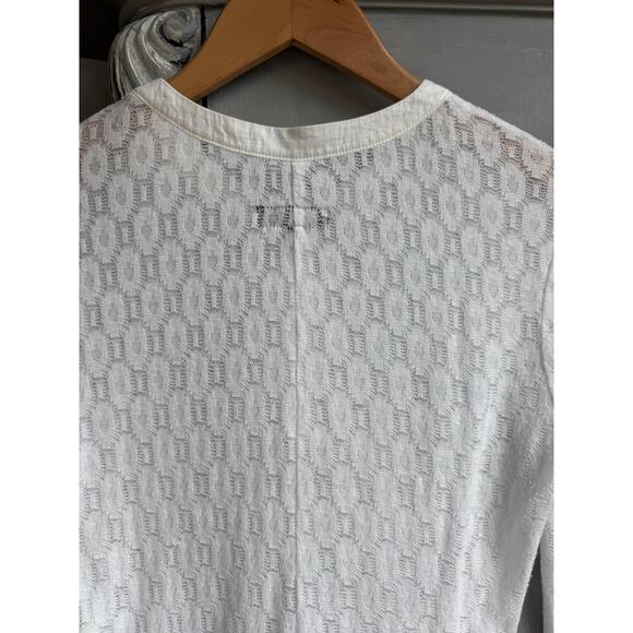 rag & bone Lace Henley Sz S 3/4 Sleeve Women's Delicate White Layering Top - Picture 6 of 14